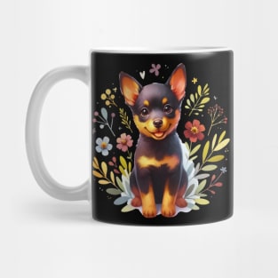 Cute Beauceron Puppy Floral Mug